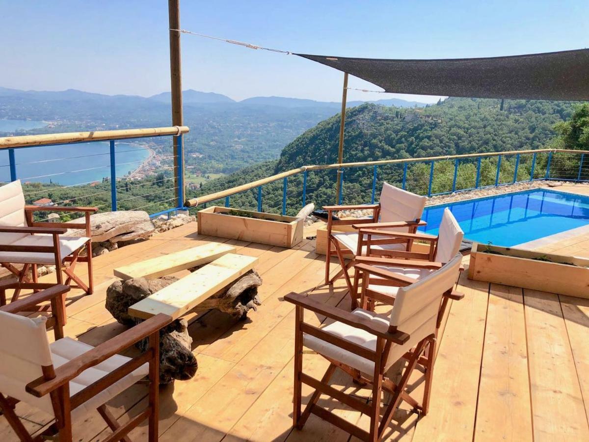 House Teigan Of Villa Intaba Breath Taking Sea Views Corfiot Riviera Corfu Island Greece With Pool Close To Ipsos Beach Pyrgi  Bagian luar foto